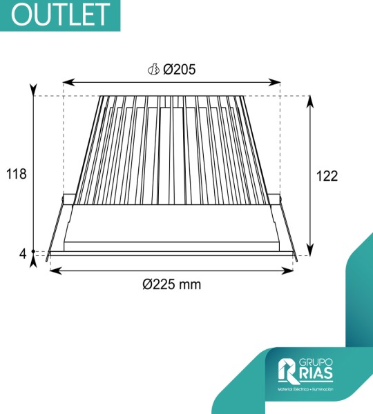 Downlight LED redondo blanco UGR19