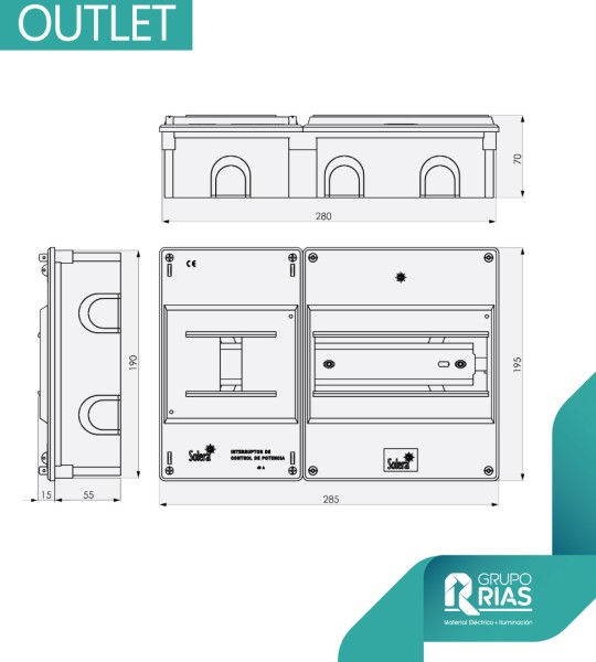 Caja de distribución de empotrar para 8 elementos + 4 precintables