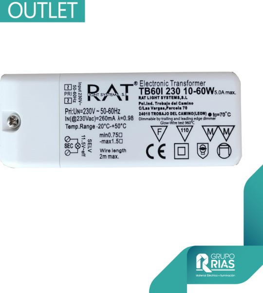 Transformador electrónico para LED, Halógenos y QR111. TB60I